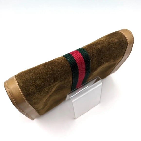 🔴SOLD🔴Gucci Vintage Flap Sherry Line Clutch bag Handbag Suede - Picture 9 of 17